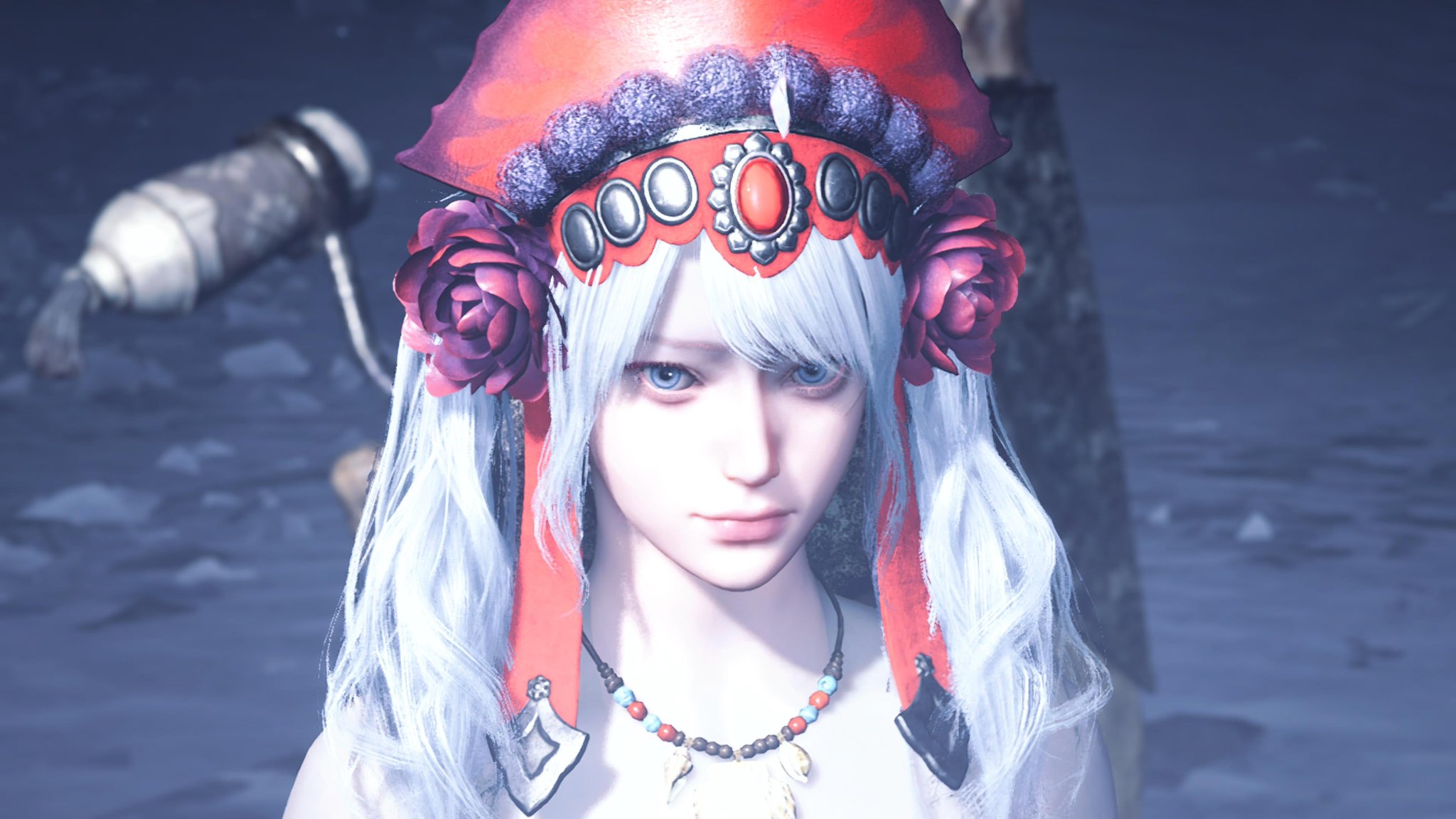 白髮雙馬尾少女